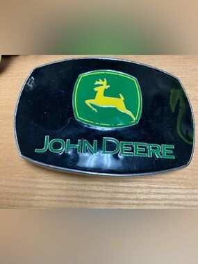 John Deere Silver Belt Buckle with Embossed Logo